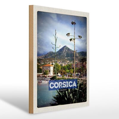 Cartello in legno da viaggio 30x40 cm Corsica Francia Francia Panorama