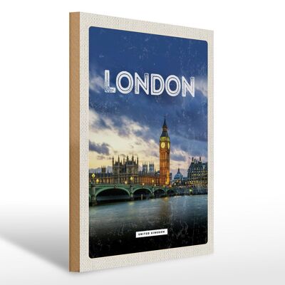 Cartel de madera viaje 30x40cm Londres Reino Unido
