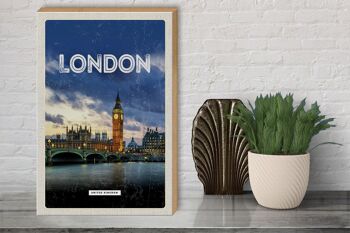 Panneau en bois voyage 30x40cm Londres Royaume-Uni 3