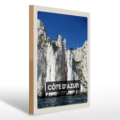 Cartel de madera viaje 30x40cm Costa Azul Turismo Francia
