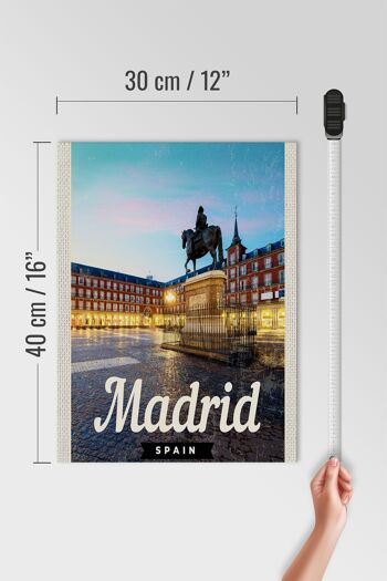 Panneau en bois voyage 30x40cm Madrid Espagne ville coucher de soleil 4