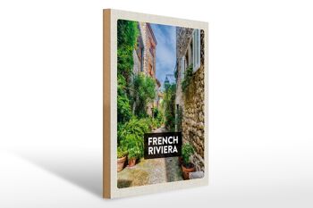 Panneau en bois voyage 30x40cm Côte d'Azur vieille ville cadeau 1