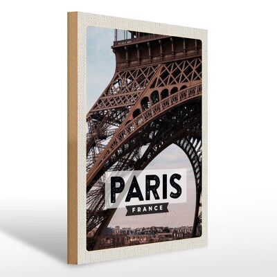 Cartel de madera viaje 30x40cm París Francia Torre Eiffel cartel