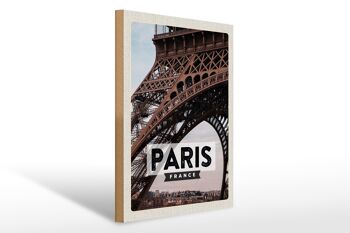 Panneau en bois voyage 30x40cm Paris France Tour Eiffel 1