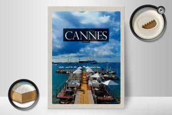 Panneau en bois voyage 30x40cm Cannes France vacances rétro 2