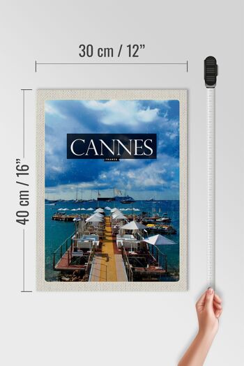 Panneau en bois voyage 30x40cm Cannes France vacances rétro 4