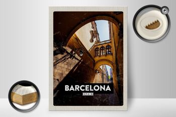Panneau en bois voyage 30x40cm Barcelone Espagne architecture rétro 2