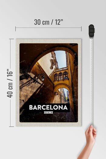 Panneau en bois voyage 30x40cm Barcelone Espagne architecture rétro 4