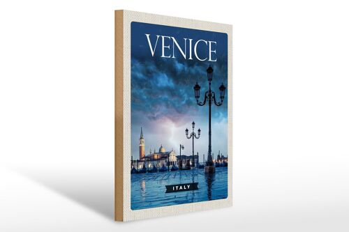 Holzschild Reise 30x40cm Venice Italy Poster Blitz Gewitter