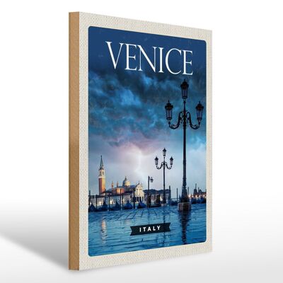 Holzschild Reise 30x40cm Venice Italy Poster Blitz Gewitter