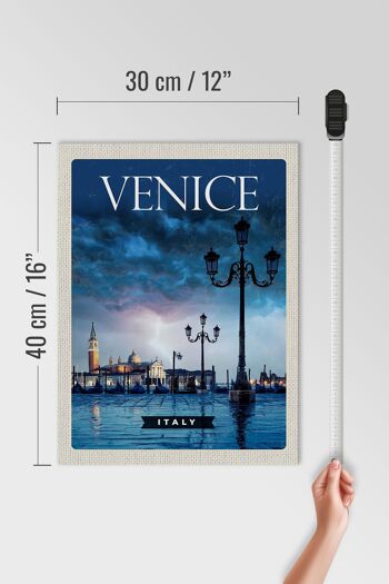 Panneau en bois voyage 30x40cm Venise Italie affiche éclair orage 4