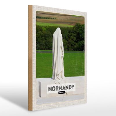 Cartello in legno da viaggio 30x40 cm Regalo scultura Normandia Francia