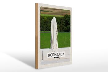 Panneau en bois voyage 30x40cm Normandie France sculpture cadeau 1