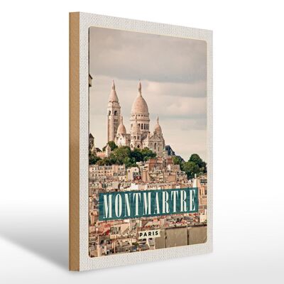 Holzschild Reise 30x40cm Montamartre Paris Panorama Poster