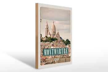 Panneau en bois voyage 30x40cm Affiche panorama Montamartre Paris 1