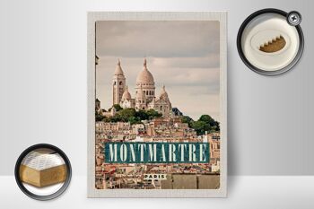 Panneau en bois voyage 30x40cm Affiche panorama Montamartre Paris 2