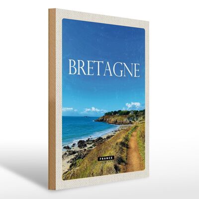 Panneau en bois voyage 30x40cm Bretagne France destination de voyage vacances