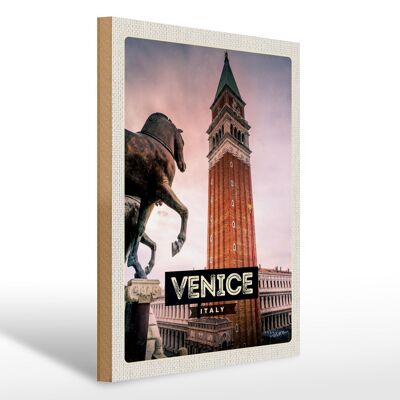 Wooden sign travel 30x40cm Venice Italy horse gift