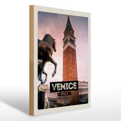 Holzschild Reise 30x40cm Venice Italy Italien Pferd Geschenk