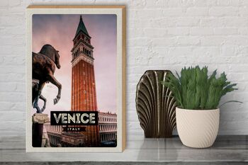 Panneau en bois voyage 30x40cm Venise Italie cadeau cheval 3