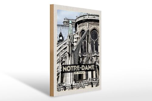 Holzschild Reise 30x40cm Notre-Dame de Paris Architektur