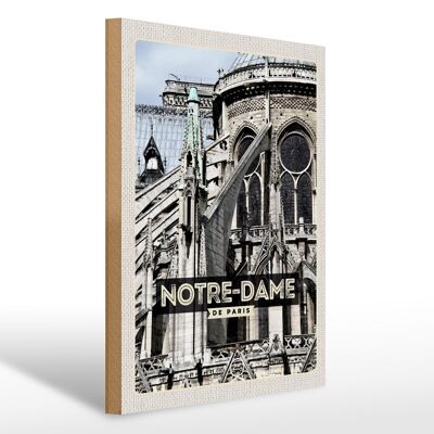 Cartel de madera viaje 30x40cm Arquitectura Notre-Dame de Paris