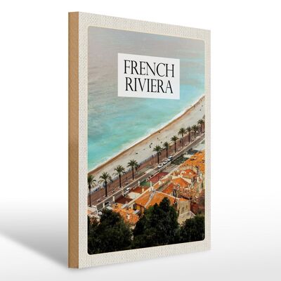 Cartel de madera viaje 30x40cm Riviera Francesa Costa Mediterránea
