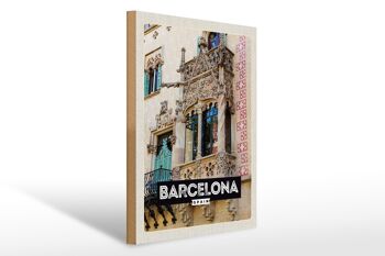 Panneau en bois voyage 30x40cm Barcelone Espagne architecture tourisme 1