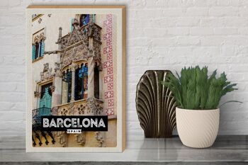 Panneau en bois voyage 30x40cm Barcelone Espagne architecture tourisme 3