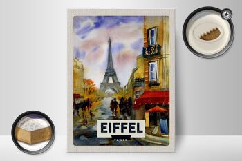 Panneau en bois voyage 30x40cm Tour Eiffel tableau pittoresque art 2