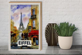 Panneau en bois voyage 30x40cm Tour Eiffel tableau pittoresque art 3