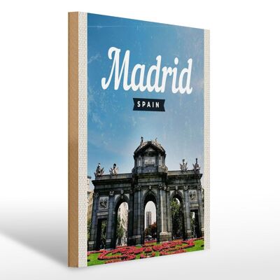 Holzschild Reise 30x40cm Madrid Spain Retro Erinnerungen