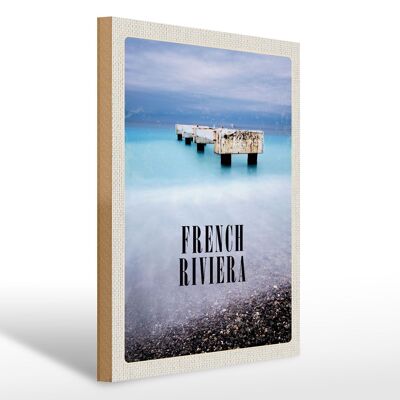 Cartello in legno da viaggio 30x40 cm Poster vacanza in Costa Azzurra retrò