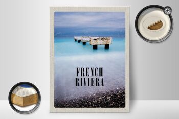 Panneau en bois voyage 30x40cm Côte d'Azur affiche de vacances rétro 2