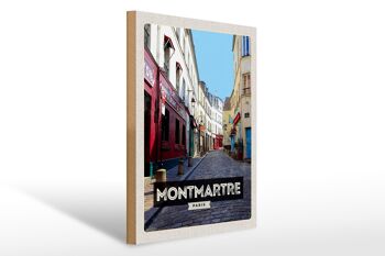 Panneau en bois voyage 30x40cm Montmartre Paris vieille ville destination voyage 1