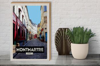 Panneau en bois voyage 30x40cm Montmartre Paris vieille ville destination voyage 3