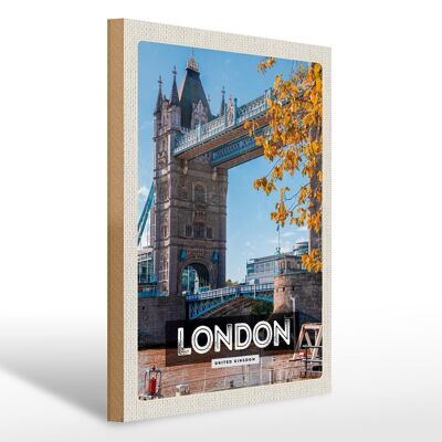 Holzschild Reise 30x40cm London UK Architektur Big Ben