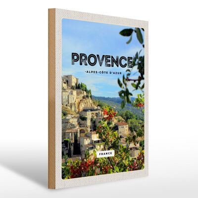 Holzschild Reise 30x40cm Provence France Panorama Bild
