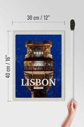 Panneau en bois voyage 30x40cm Lisbonne Portugal architecture rétro 4