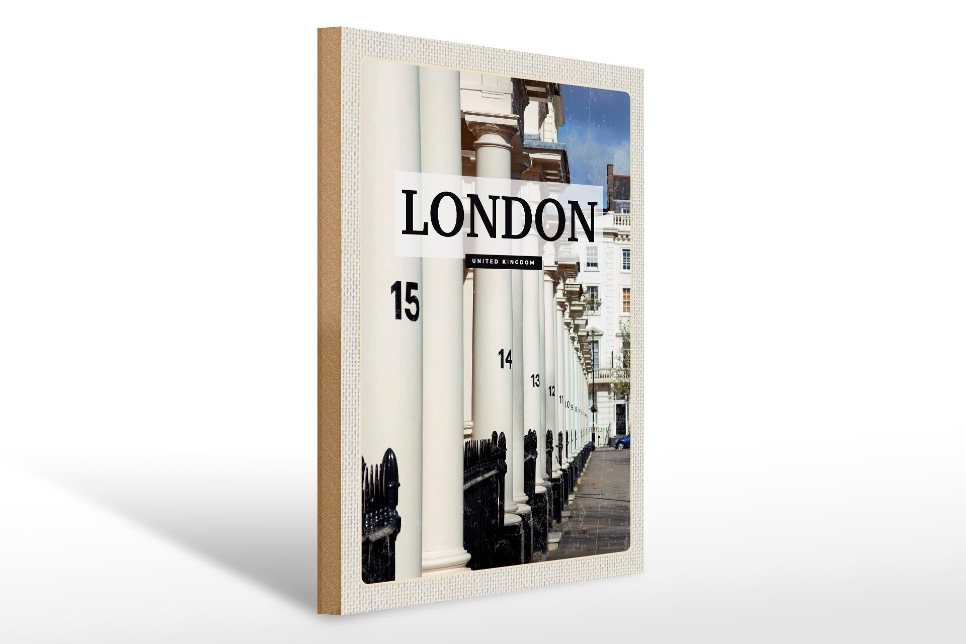 Cartel de madera viaje 30x40cm Londres Reino Unido ciudad retro