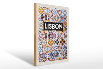 Panneau en bois voyage 30x40cm art mosaïque Lisbonne Portugal 1
