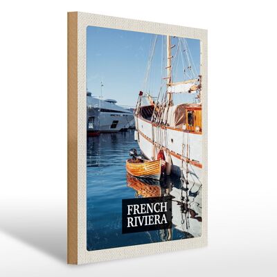 Cartel de madera viaje 30x40cm Riviera Francesa lugar de vacaciones retro