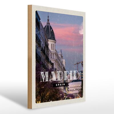 Cartel de madera viaje 30x40cm Madrid España arquitectura destino de viaje