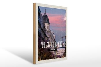 Panneau en bois voyage 30x40cm Madrid Espagne architecture destination de voyage 1