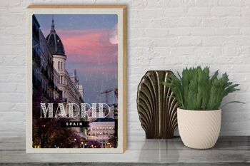 Panneau en bois voyage 30x40cm Madrid Espagne architecture destination de voyage 3