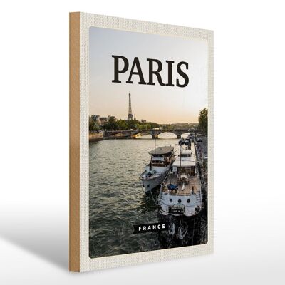 Cartello in legno viaggio 30x40 cm Parigi Francia viaggio destinazione turismo