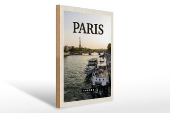 Panneau en bois voyage 30x40cm Paris France voyage destination tourisme 1