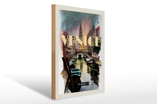 Holzschild Reise 30x40cm Venice Italy malerisches Bild