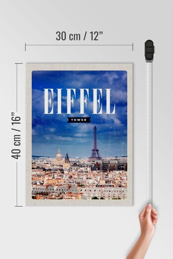 Panneau en bois voyage 30x40cm Tour Eiffel panorama photo rétro 4