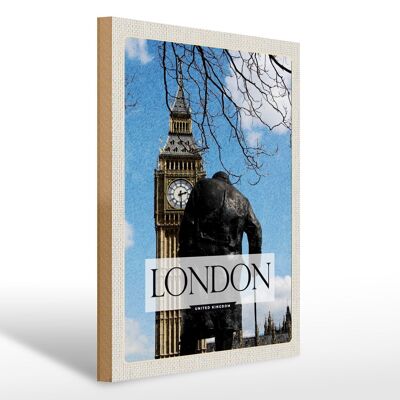 Cartello in legno da viaggio 30x40 cm Londra, Regno Unito, destinazione di viaggio Big Ben